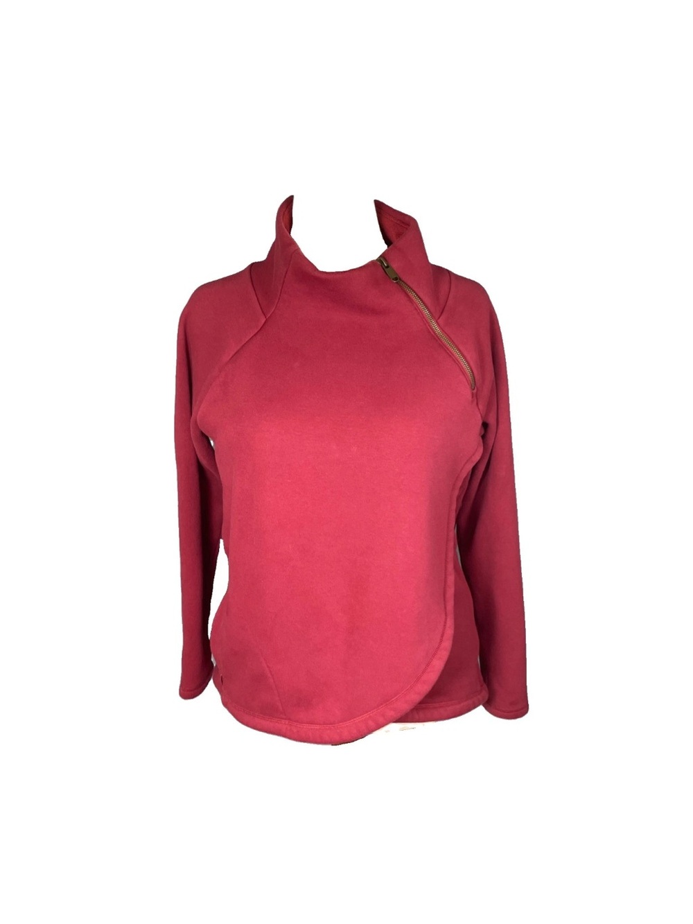Athleta Cozy Karma Asym Pullover Women Size Medium Fleece 1/4 Zip 383402 Maroon